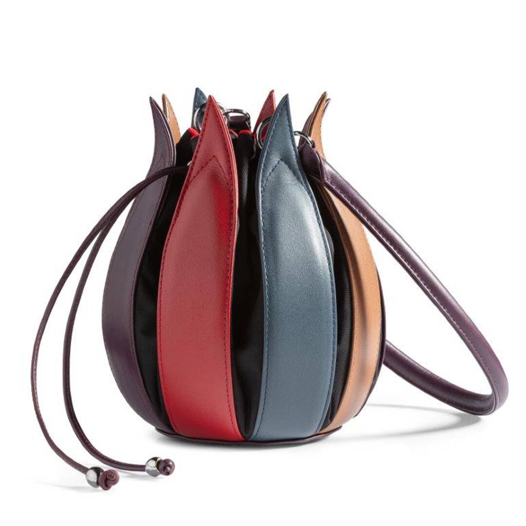 Tulip "Classic" Plum-Red -Blue-Cognac leather / Black Canvas Medium