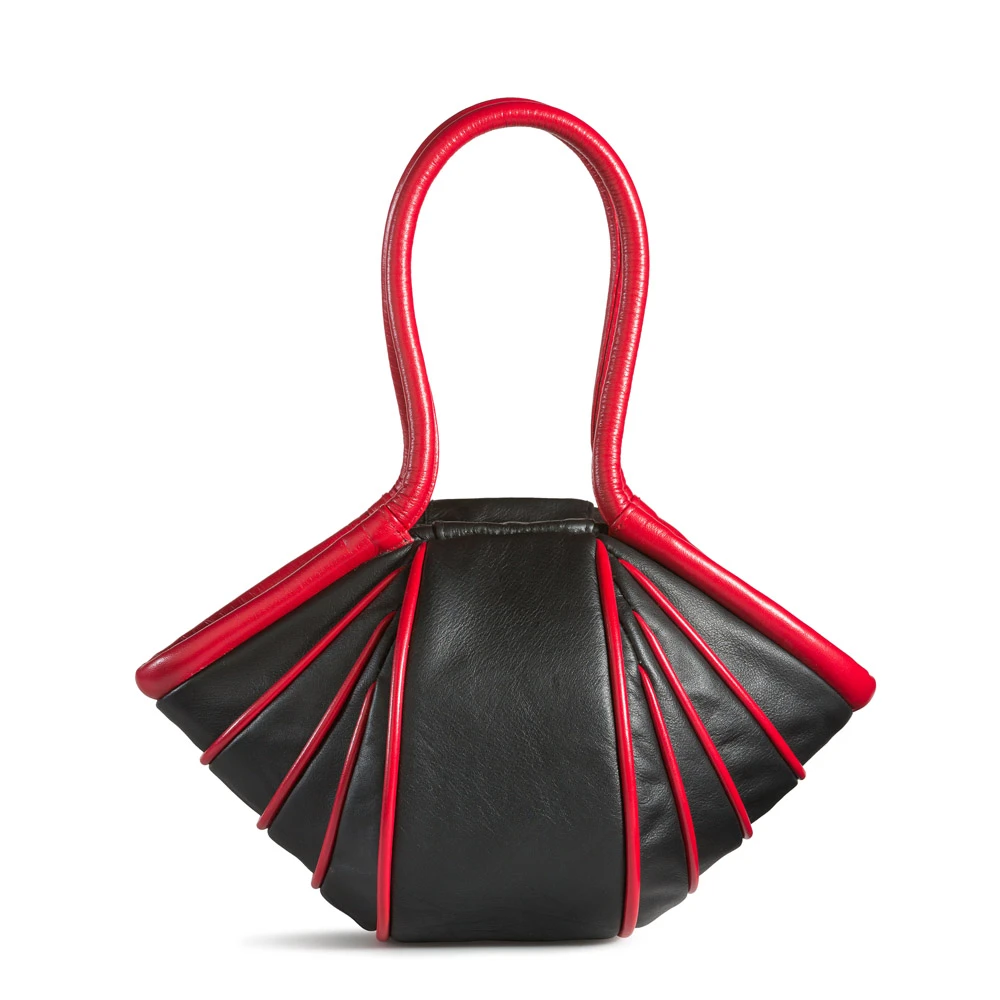 Lady-stripe black / red classic leather
